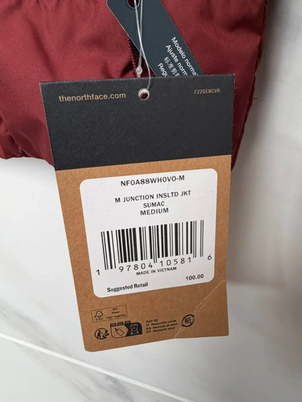 The North Face Junction Insulated Jacket 'Sumac' NF0A88WHOVO size M